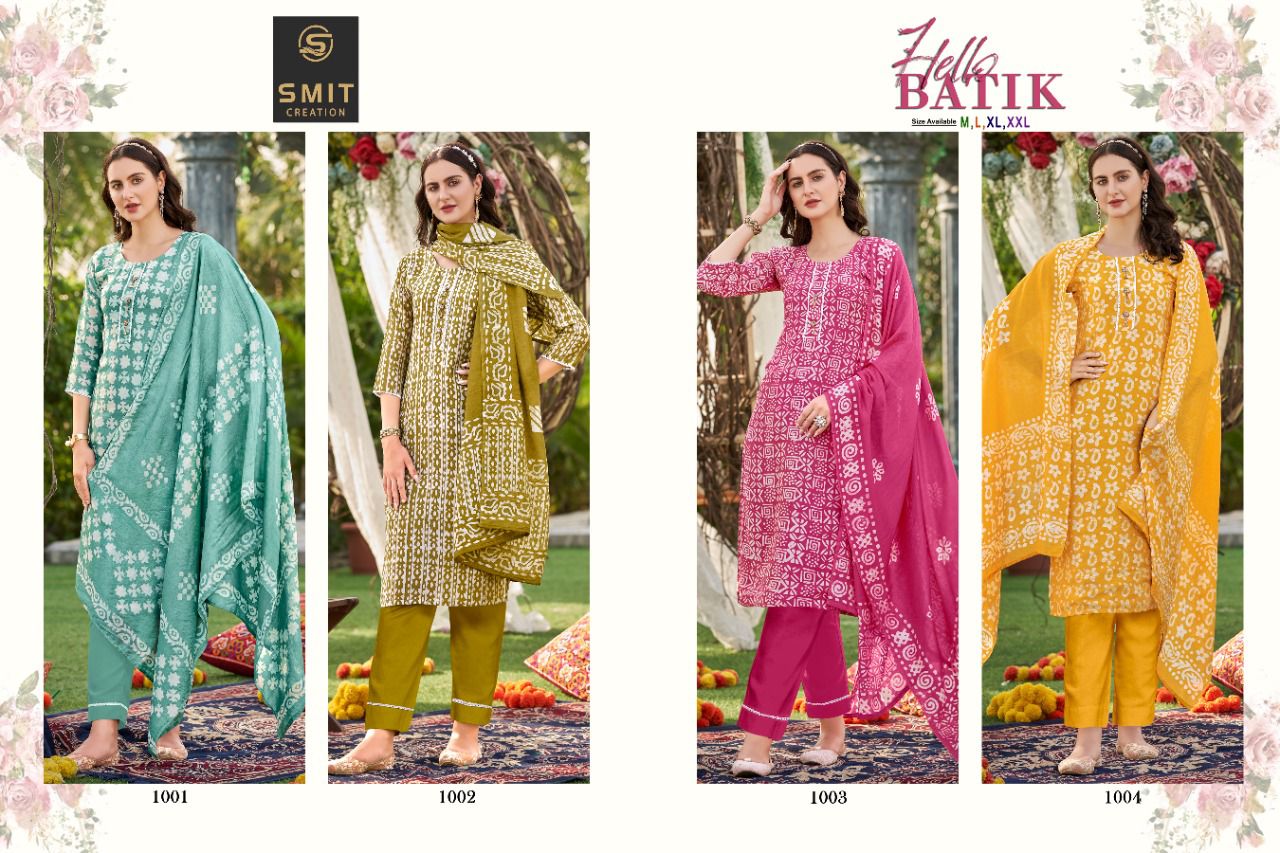 Smit Hello Batik Ethnic Wear Wholesale Cotton Printed Salwar Suit Catalog
